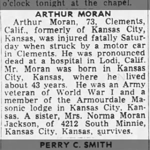 Obituary for ARTHUR MORAN