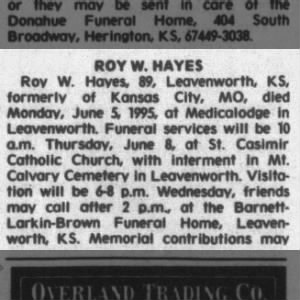 Obituary for ROY W HAYES